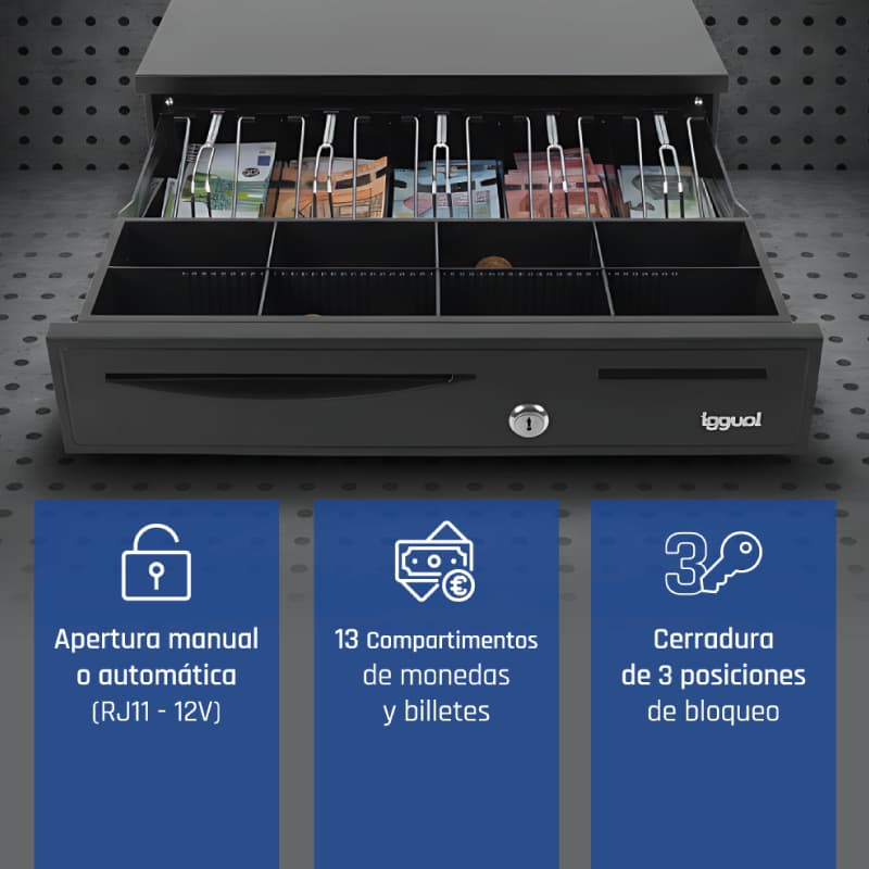 iggual Cajón Portamonedas IRON-50 42cm 5+8 negro - 2