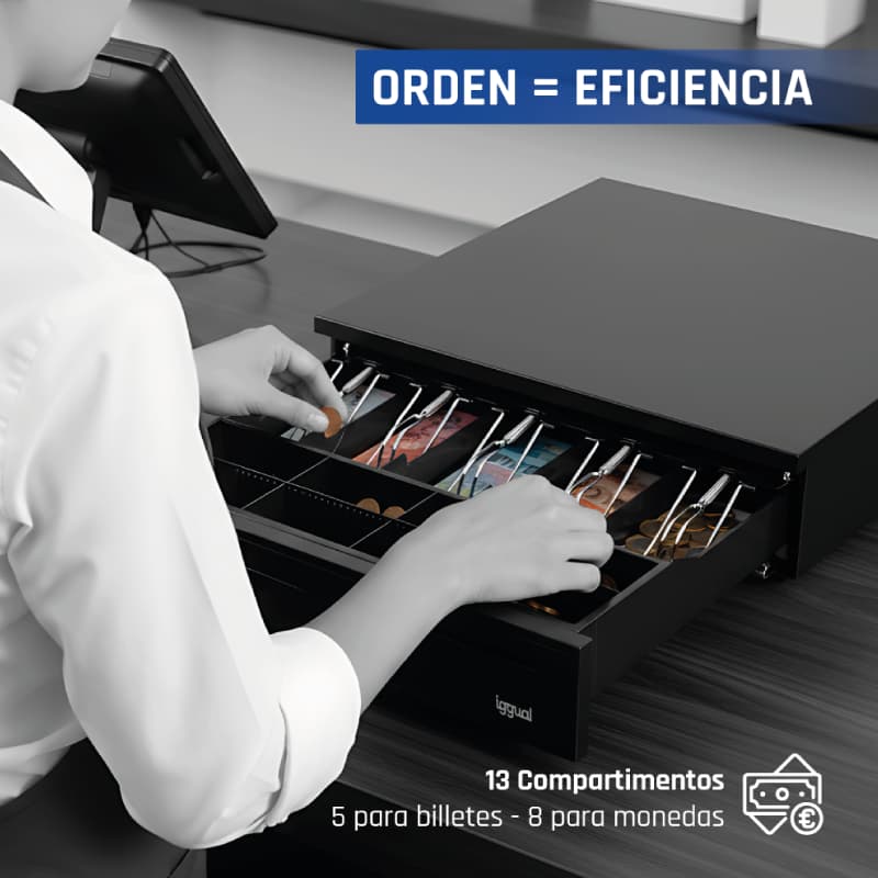 iggual Cajón Portamonedas IRON-50 42cm 5+8 negro - 6