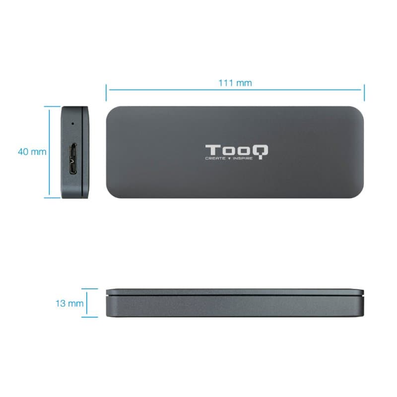Tooq Caja Externa para discos SSD M.2 NGFF USB - 3