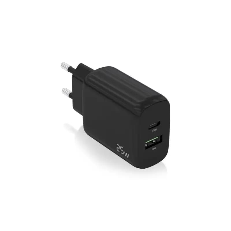 Aisens Cargador USB-C PD3.0 USB-A QC3.0 25W Negro
