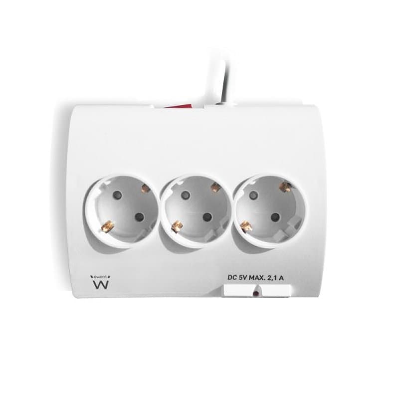 EWENT EW3935 Regleta 5 Schuko + 2 usb 2.1A - 3