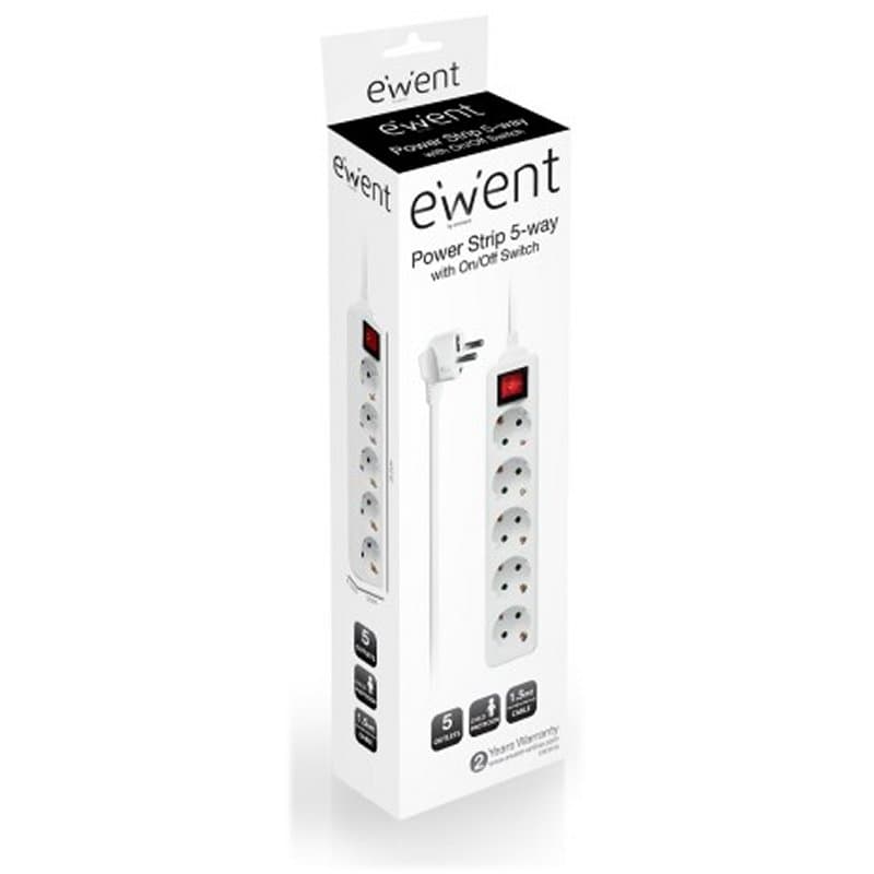 EWENT EW3916  Regleta 5 Tomas / 1 interruptor 1.5m - 4