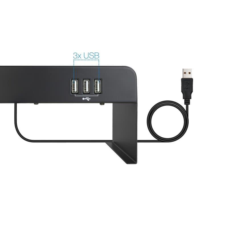 Tooq Soporte elevador monitor/portátil 3xUSB negro - 3