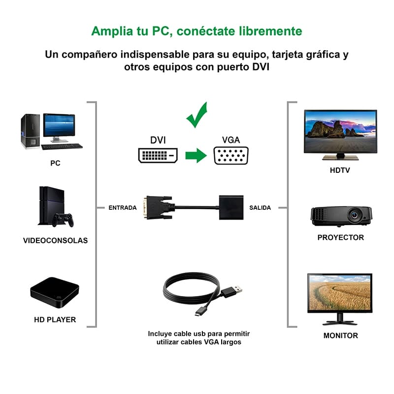 Nanocable Conversor DVI 24+1/M A VGA HDB15/H 10 cm - 3