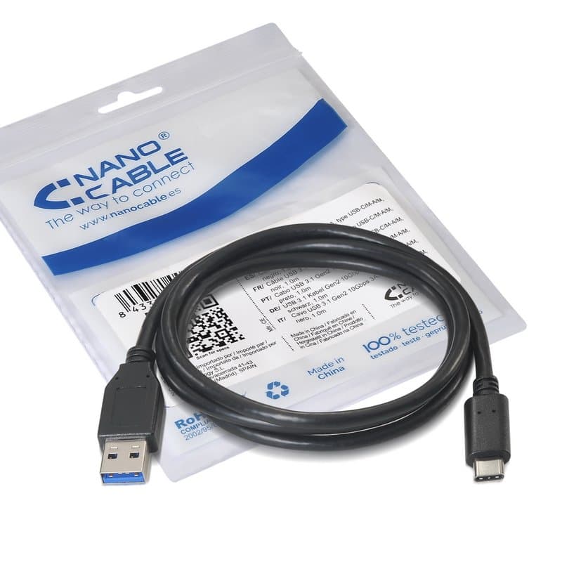 Nanocable Cable USB 3.1 Gen2 10Gbps3A USB-C/M-A/M - 2
