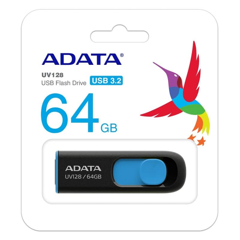 ADATA Lapiz Usb UV128 64GB USB 3.2 Negro/Azul - 3