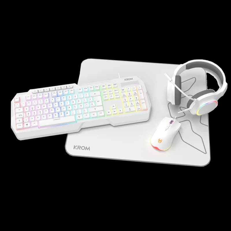 KROM KENTA PC Combo Gaming 4 en 1 RGB Blanco