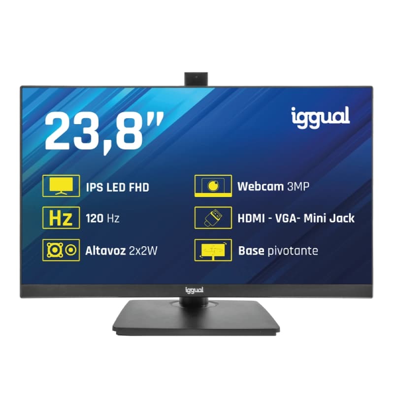 iggual Monitor 24" 120Hz 1ms HDMI VGA MM AA webcam